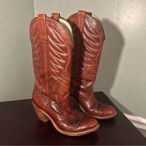 Vintage Dingo Brown Leather Cowboy Boots Size 6 Cowgirl Rodeo